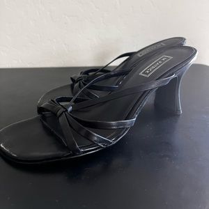M. Patrick black heeled sandals, leather, size 8 womens
